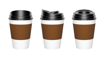 3D rendering ,Set of paper Coffee Cups on transparent background, Coffee Cup Mockup.