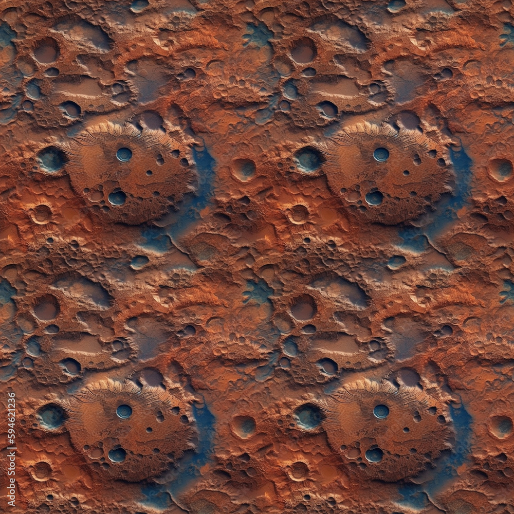 Aufkleber top view mars planet surface with craters. ai generative illustration.