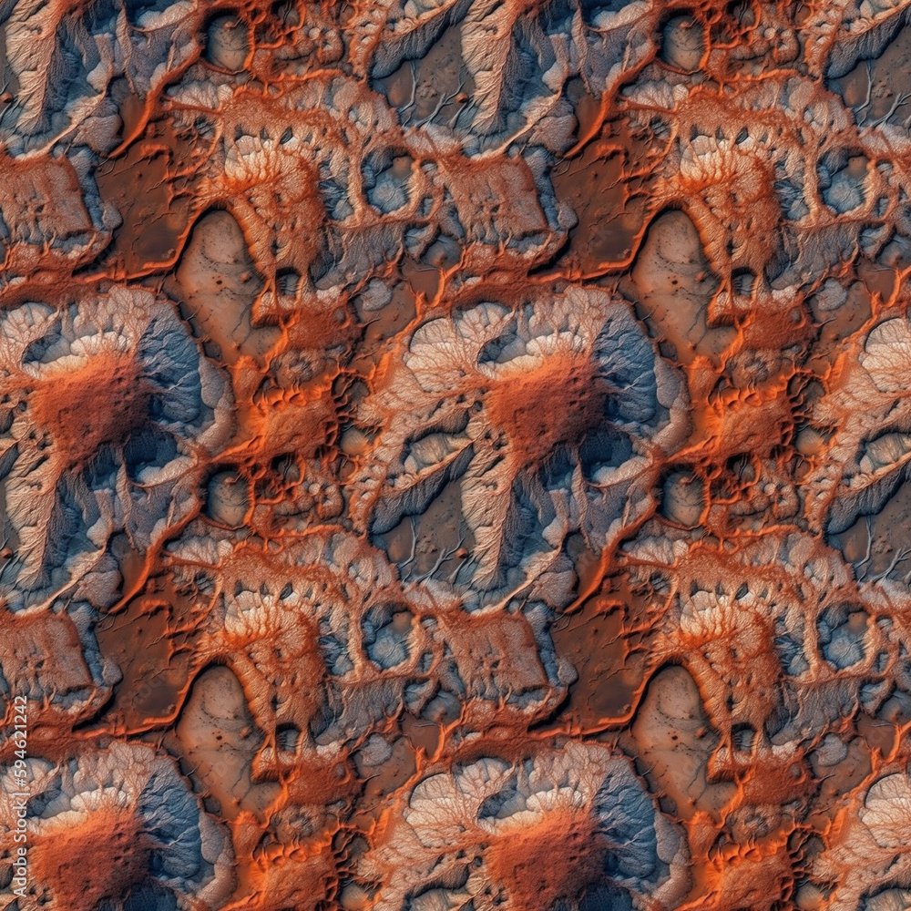 Poster top view mars planet surface with hills. ai generative illustration.