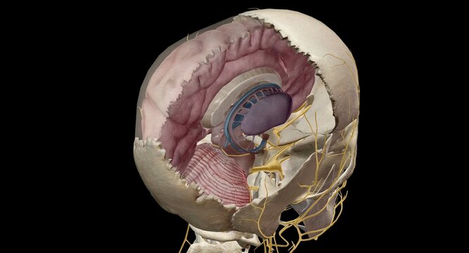 Cross section of the brain inside the skull