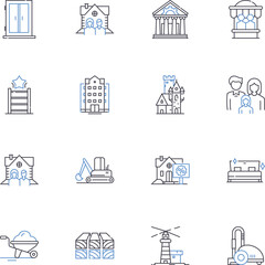Home Cleaning line icons collection. Scrubbing, Dusting, Vacuuming, Mopping, Sanitizing, Organizing, Tidying vector and linear illustration. Polishing,Detailing,Disinfecting outline signs set