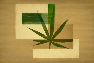 Cannabis leaf. Abstract illustration in suprematism style. Created with Generative AI technology.