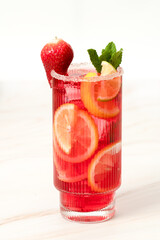Refreshing Strawberry and lemon Iced Drink