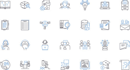 Marketing services line icons collection. Advertising, Branding, Consulting, Strategy, Analytics, Digital, Communication vector and linear illustration. Content,Social,Search outline signs set