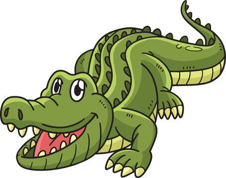 Crocodile Cartoon Colored Clipart Illustration