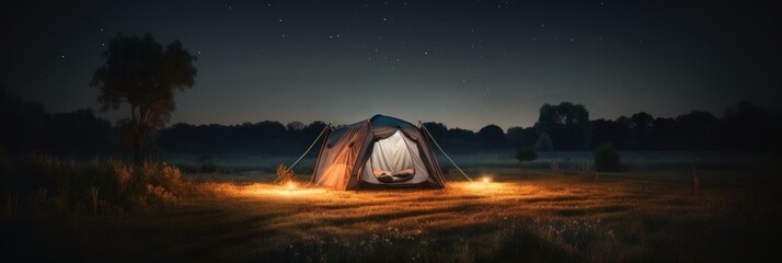 A tent that glows in the dark. Generative AI