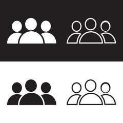 people line icon, persons outline and solid vector illustration, 