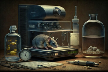 Laboratory equipment and tools used in animal research, Animal testing and research in a laboratory, AI Generative