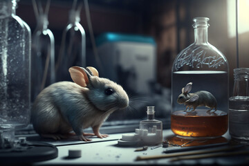 Laboratory equipment and tools used in animal research, Animal testing and research in a laboratory, AI Generative
