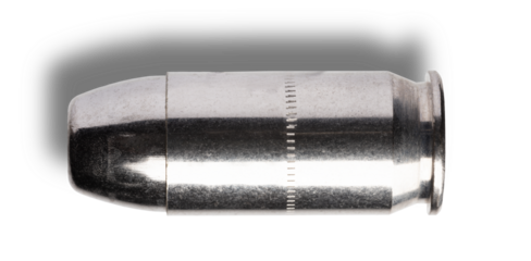 shadow being a Silver colored cartridge that is 45 caliber