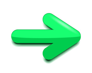 Green arrow sign isolated on a white background. 3d rendering