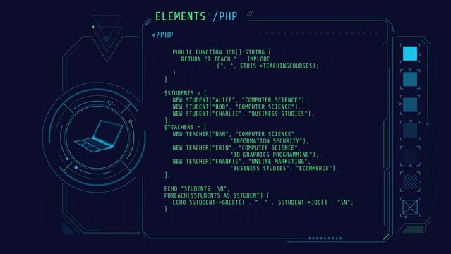 Animation of the abstract coding process in HUD style.