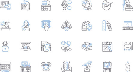 Expert and specialist line icons collection. Strategist, Proficient, Authority, Veteran, Professional, Skilled, Experienced vector and linear illustration. Guru,Authority,Specialist outline signs set