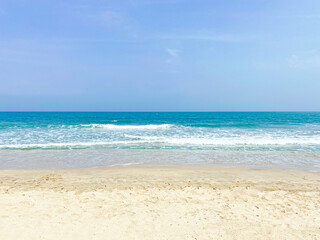 Fototapeta na wymiar Beautiful summer scenery on the beach of Cartagena, Caribbean Sea, Colombia