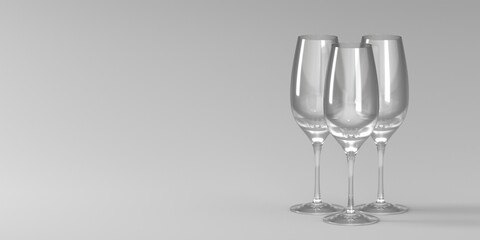 Realistic empty  wineglasses alcohol. Drinks background