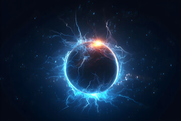 Obraz na płótnie Canvas Electric Ball. Ball lightning on dark background. AI generated