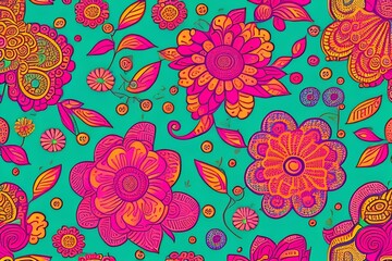 Floral vintage seamless pattern. Boho vector background. botanical wallpaper - generative ai