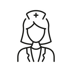 Dental Doctor Woman Line Icon. Female Dentist Linear Pictogram. Dental Surgeon Sign. Physician Specialist, Orthodontist, Endodontist Outline Symbol. Editable Stroke. Isolated Vector Illustration