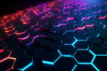 Fototapeta premium desktop background with neon hexagons in high detail grade --ar 3:2