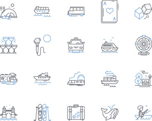 Globetrotting line icons collection. Adventure, Wanderlust, Culture, Exploration, Travel, Discovery, Journey vector and linear illustration. Itinerary,Migration,UNESCO outline signs set