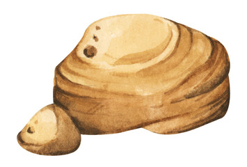 Stones and rocks. Hand painted in watercolor.