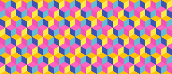 cube seamless texture. 3d isometric background pattern. Geometric illustration