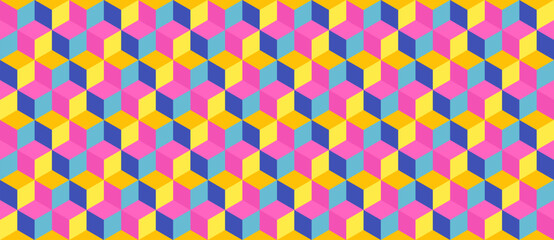 cube seamless texture. 3d isometric background pattern. Geometric illustration