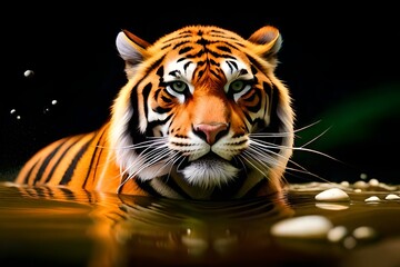 Tiger swimming, Generative AI