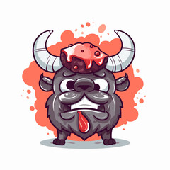 Cute cartoon wagyu. Vector illustration on white background.