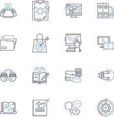B2B nerking line icons collection. Collaboration, Partnership, Connection, Nerking, Relationship, Trust, Synergy vector and linear illustration. Community,Outreach,Cooperation outline signs set - obrazy, fototapety, plakaty