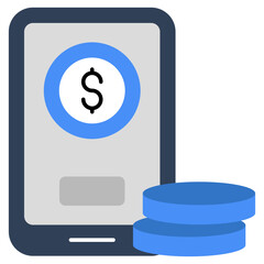 Dollar inside smartphone, icon of mobile money
