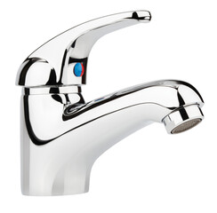 Closeup of water tap or faucet water mixer for bathroom and kitchen isolated on transparent...