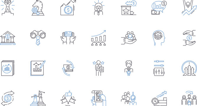 Skill utilization line icons collection. Efficiency, Adaptability, Resourcefulness, Proficiency, Expertise, Ingenuity, Creativity vector and linear illustration. Versatility,Mastery,Specialization