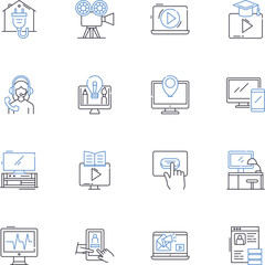 IT solutions line icons collection. Technology, Innovation, Cybersecurity, Cloud, Nerking, Optimization, Automation vector and linear illustration. Integration,Efficiency,Communication outline signs