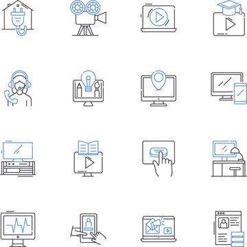IT solutions line icons collection. Technology, Innovation, Cybersecurity, Cloud, Nerking, Optimization, Automation vector and linear illustration. Integration,Efficiency,Communication outline signs