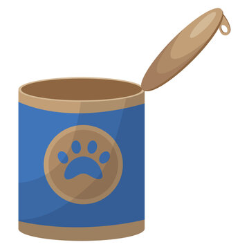 An Open Tin Can. Cat And Dog Food. Vector Illustration