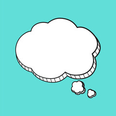 Comic speech bubble thought cloud 3D doodle outline vector illustration