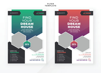 Dream house real estate flyer template and brochure leaflet cover design