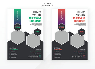 Dream house real estate flyer template and brochure leaflet cover design