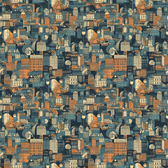 Fototapeta premium Seamless city pattern