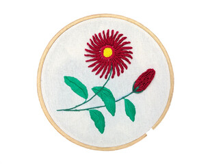 Lazy daisy cast on flower with leaf stitch