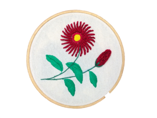 Lazy daisy cast on flower with leaf stitch