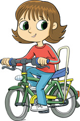 girl riding a bicycle with an extended seat