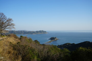 Fototapeta premium Naruto Strait at Uzu no Oka ONaruto Bridge Memorial Museum in Hyogo, Japan. Holiday Image - 日本 兵庫 淡路島 うずの丘 鳴門海峡