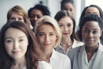 business team businesswoman meeting office teamwork happy portrait group, created using generative AI technology 