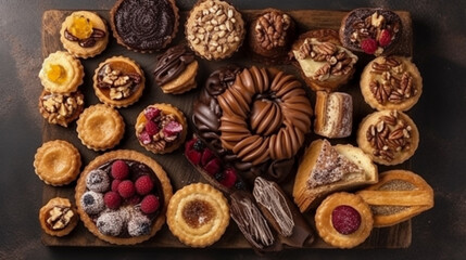 Obraz na płótnie Canvas Sweet pastry assortment top view