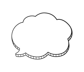 Comic speech bubble thought cloud 3D doodle outline vector illustration