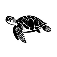 Fototapeta premium Sea Turtle - Black and White Isolated Icon - Vector illustration