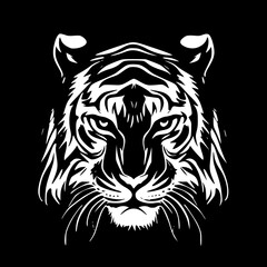 Tigers | Black and White Vector illustration