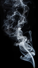White smoke fragments on black background Generated AI